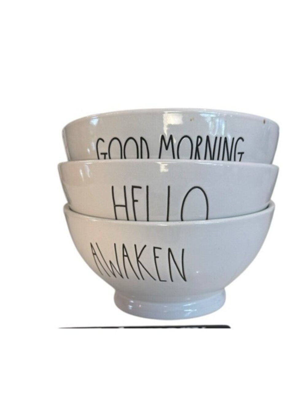 Rae Dunn Cereal Dessert Hello, Good Morning & Awaken,Bowl Set Of 3